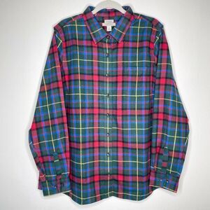L.L.Bean NWT plaid‎ button down shacket 100% cotton slightly fitted 1X